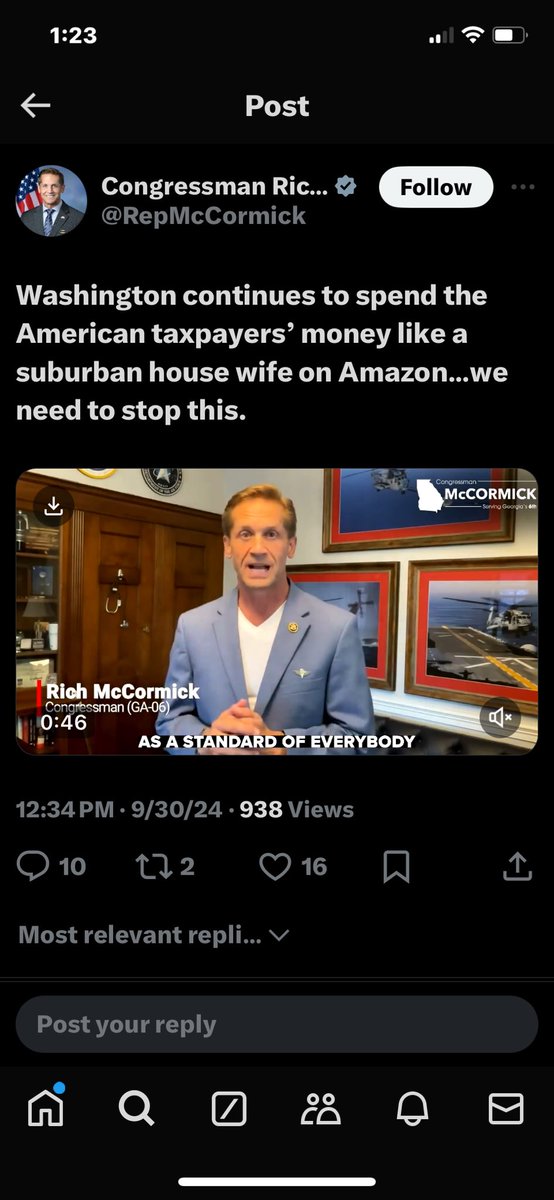 ChristianForGA7's tweet photo. @RepMcCormick The original post. Notice the comparison to suburban house wives. His first thought was “these women are out of control.” 

Another example of his belief that 1/2 his constituents should have fewer rights.

How long for the ban hammer takes this time!?

https://t.co/BeGQlhgRfk https://t.co/XwfBBgfTeb