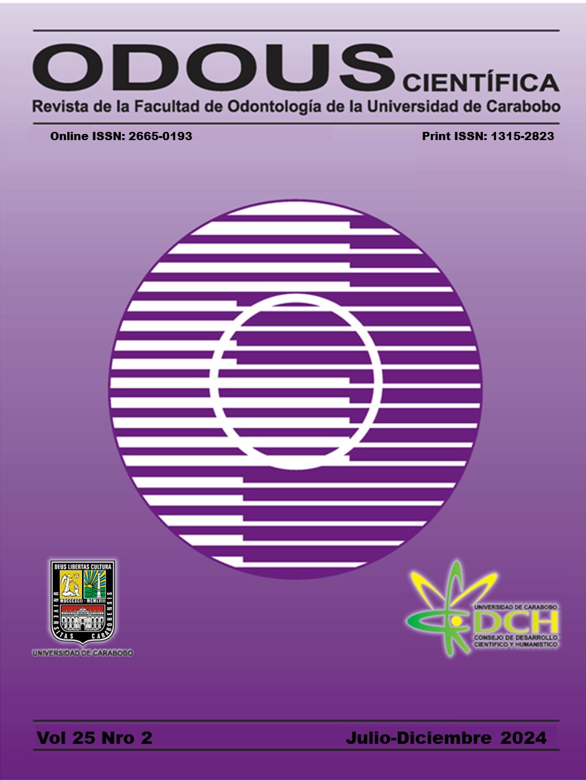 Revista ODOUS Volumen 25. Número 2. Julio-Diciembre 2024 de la Facultad de Odontología UC <a href="/UC_Odontologia/">FOUC</a>  @UCaraboboen el Portal de Revistas de la <a href="/RedBiblioUC/">Red Bibliotecas UC</a> servicio.bc.uc.edu.ve