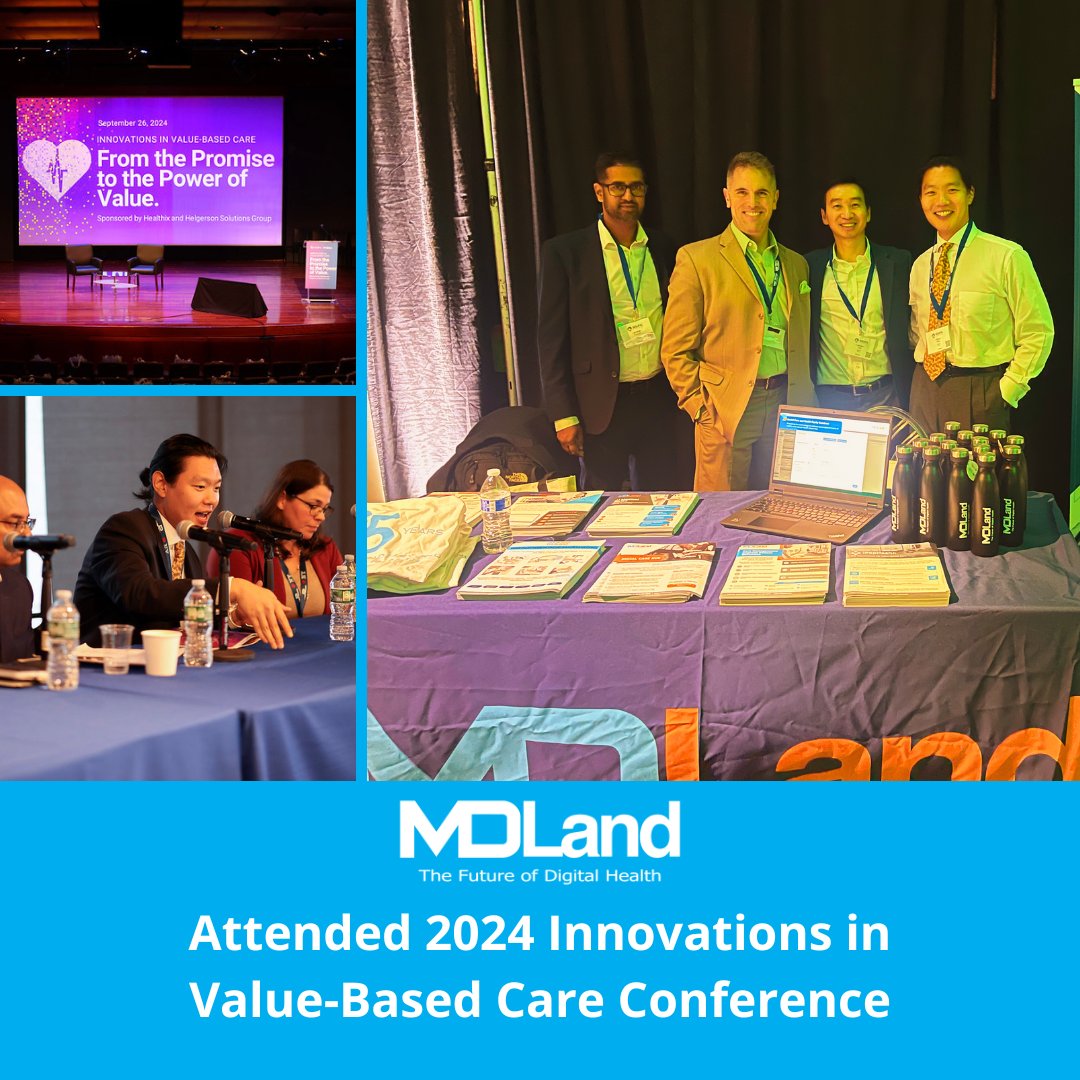 md_mdland's tweet photo. #TeamMDLand had a fantastic time at the 2024 #ValueBasedCare Conference! We connected with leaders on #HealthEquity and the future of #Healthcare. Eric Kang shared insights on how advanced analytics and #AI drive value-based care. Thanks to @CityAndStateNY, @Healthix, and HSG https://t.co/OY5a6pIihI