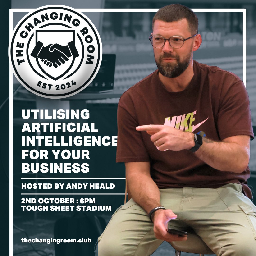 Not long to go now until our next meeting at Bolton Wanderers Football Club. We have some exciting news and what promises to be a great presentation from Andy Heald on AI. Don’t miss out!👀

#sportsnetwork #businessnetwork