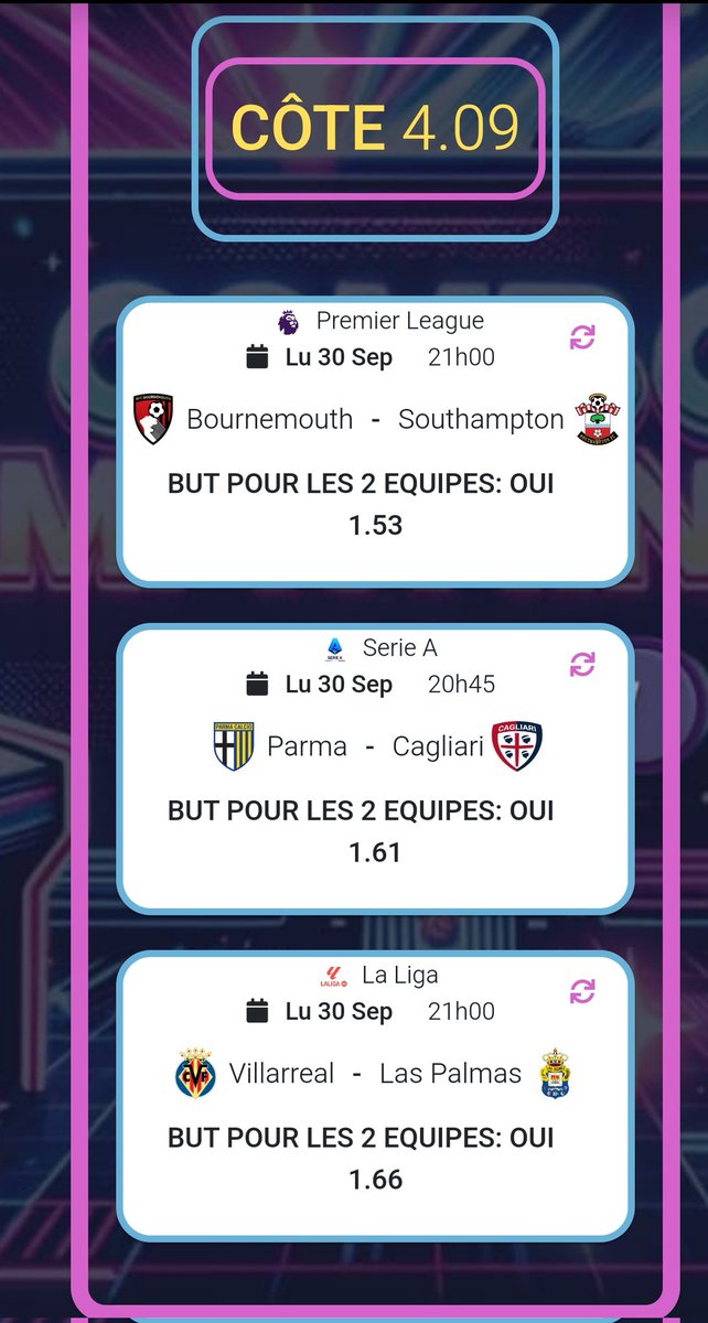 combo_machine's tweet image. 🔥 RAPPEL DES GROS COMBOS VALIDÉS 🔥

👉 Dimanche : Côte à 3,04 VALIDÉ ✅ 💸🎁💥
👉 Lundi : Côte à 4,11 VALIDÉ ✅ 💸
💰🔥

On continue sur la lancée pour la Ligue des Champions demain ? 😎⚽

Qui est CHAUD ?! 🔥🚀

#TeamParieur #ComboMachine #LigueDesChampions #UCL
