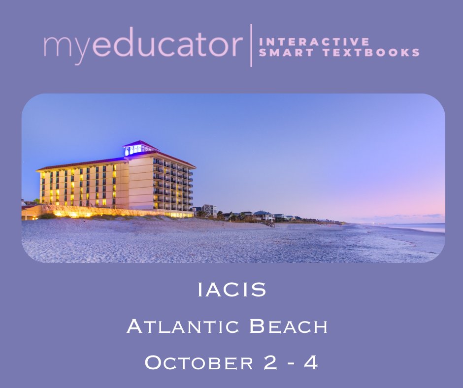 MyEducatorLLC's tweet image. Meet our team at the IACIS Conference in Atlantic Beach to experience our resources, which include LMS integration, student analytics, our AI Virtual Assistant, auto-graded assessments, robust data sets, and more! 

#MyEducator #EdTEch #College #AI #InformationSystems #IACIS2024