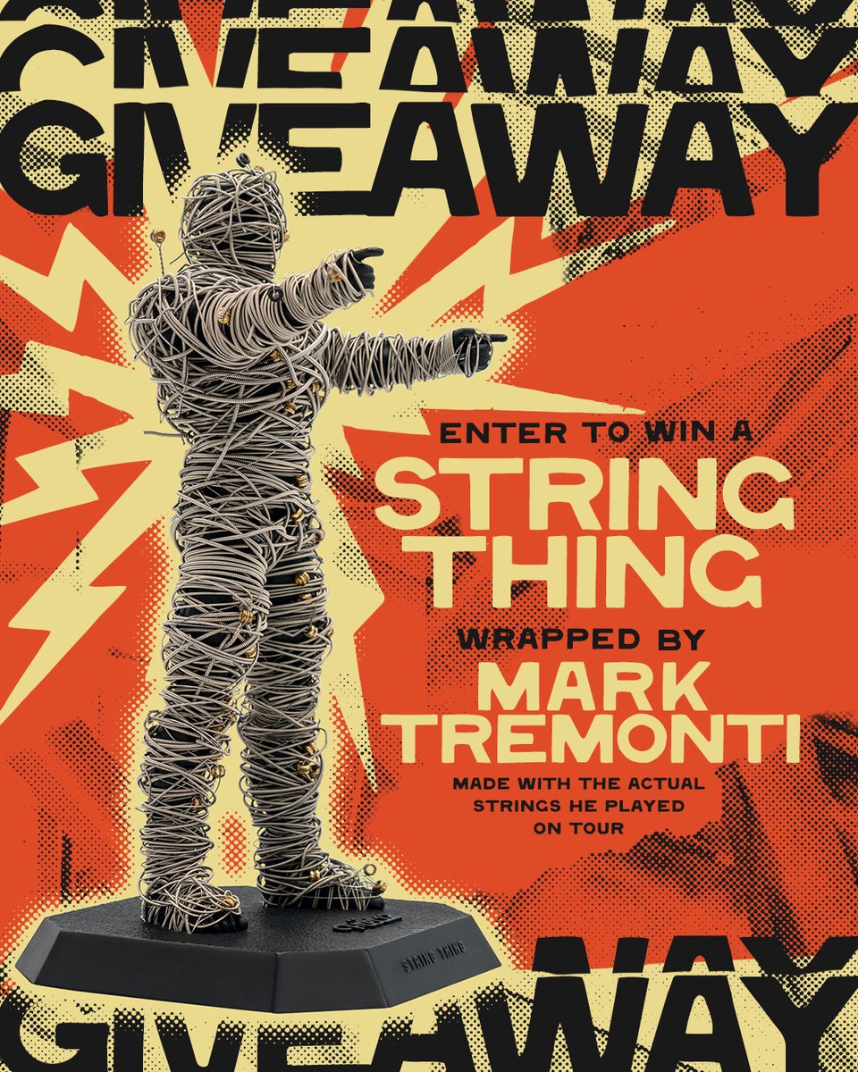 Enter to win a String Thing wrapped by Mark Tremonti with the actual strings he played on tour! 

To enter:
📲 Visit StringThingLives.com
⏳ Deadline to enter: October 11