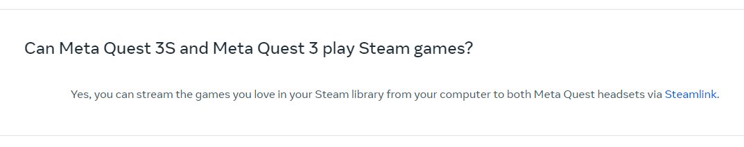 Interesting that Meta is now recommending Steam Link over Air/Wired Quest Link starting with Quest 3S.

Honestly Valve did such a good job with the UX that it's probably the correct move.