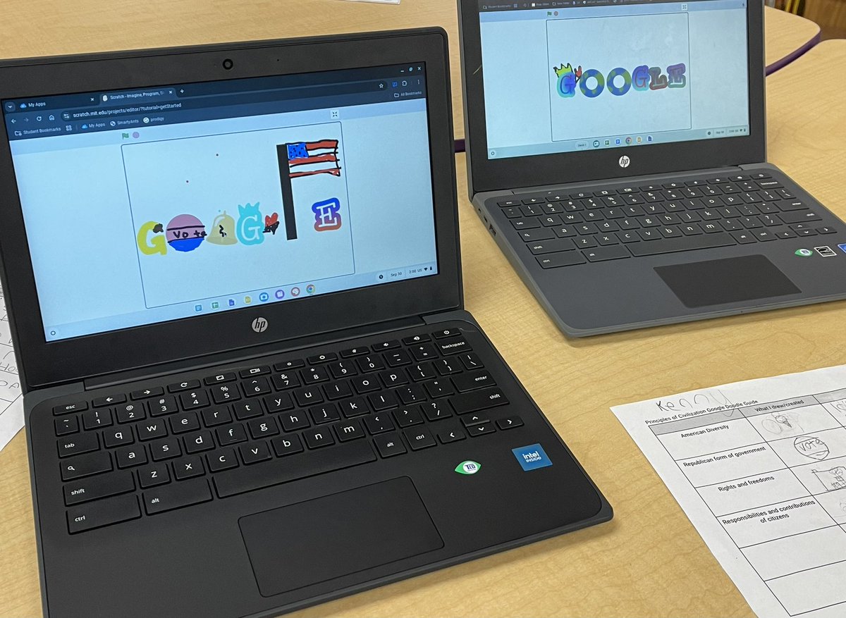 3rd graders working on their SS performance task with <a href="/Janet_Seward/">Janet Seward</a> using <a href="/scratch/">Scratch Team</a> #GoogleDoodle #vbits #vblms <a href="/LuxfordES/">Luxford Elementary</a> <a href="/vbschools/">VBSchools</a> 🇺🇸