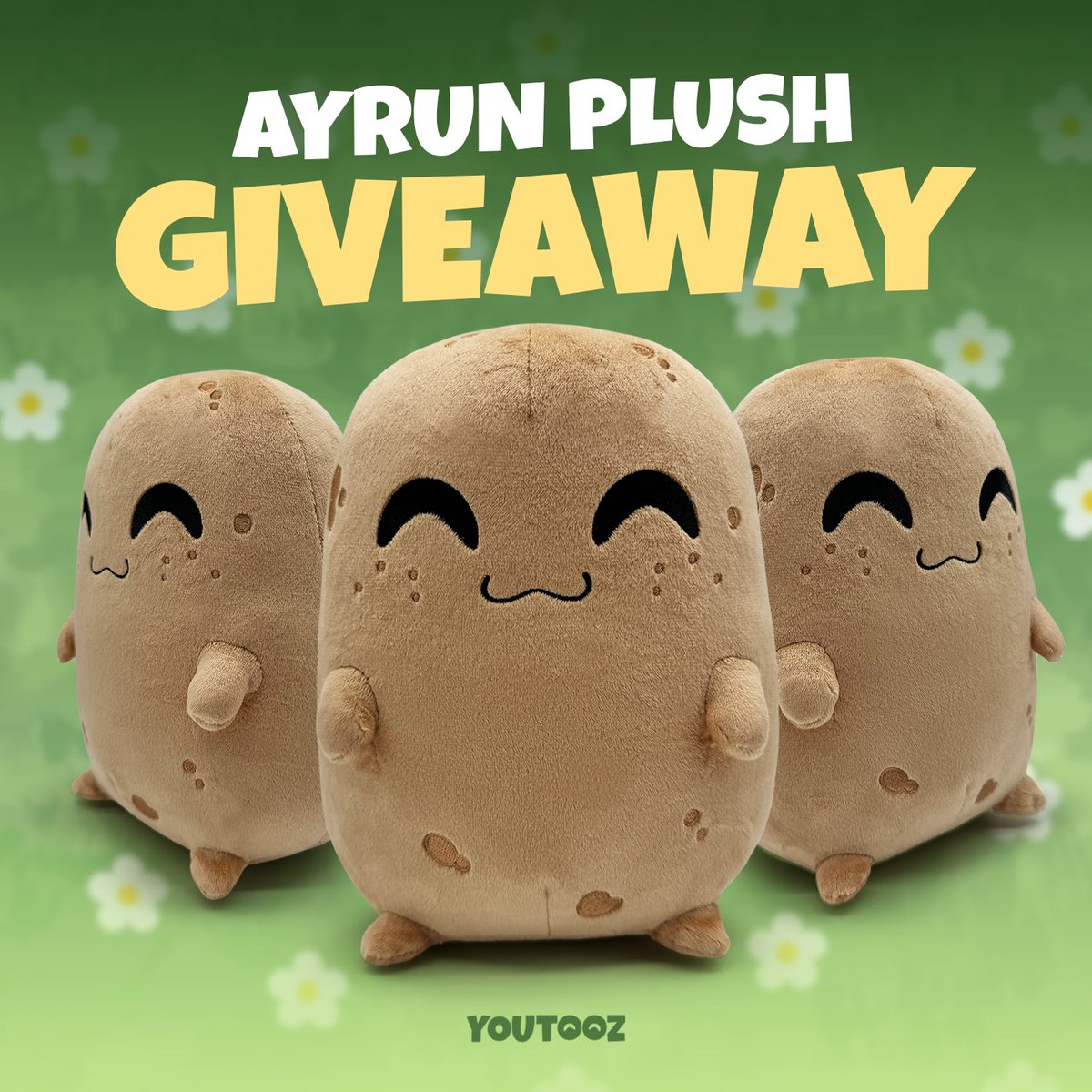 AyrunTV's tweet image. 🥔 10x Ayrun Plushie Giveaway 🥔

- Like &amp;amp; Retweet
- Tag a friend
- Follow @ayruntv
- Follow @youtooz 
 
The winners will be rolled and announced when the plushie releases on October 4th!