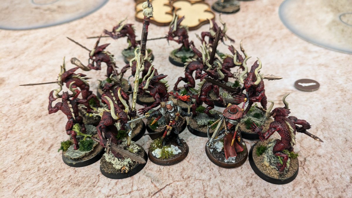 First game against <a href="/Mr_a_davies/">Andy Davies</a>' Blades of Khorne this evening playing Battle for the Pass. All tied 29 at the end of round 4, but my Cities had run out of steam, leading to a 39-29 loss! #WarhammerCommunity #AgeOfSigmar