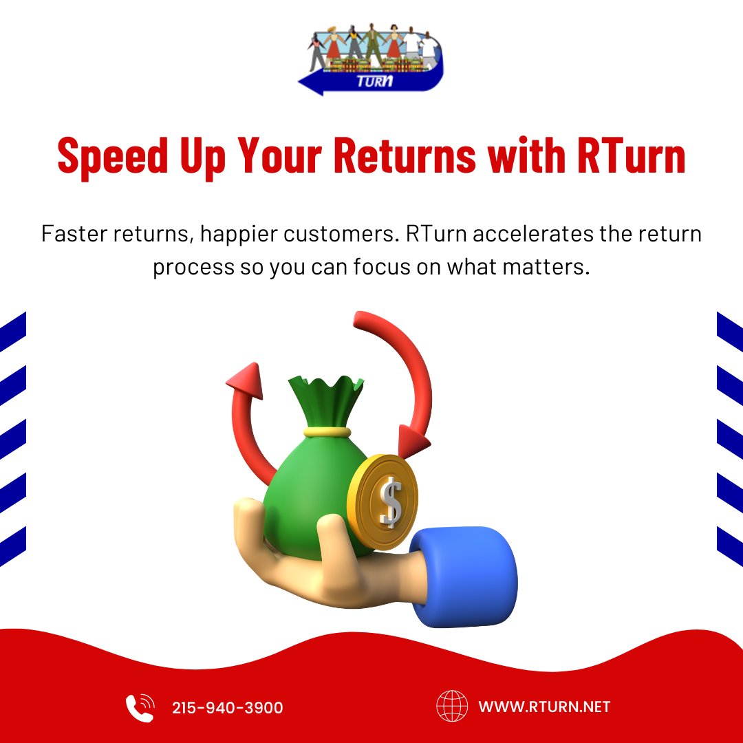 Faster returns, happier customers! With RTurn, streamline your return process and focus on what matters most—your customers.

#efficientreturns #customersatisfaction #rtun #streamlineprocess #happycustomers #fasterreturns #customerexperience