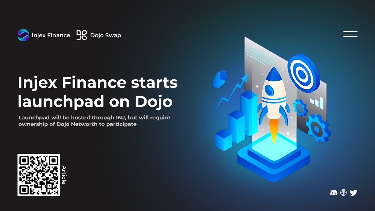 🤯New launchpad on @Dojo_Swap 

Injex Finance is launching a launchpad on Dojo, which will be run through INJ and will require ownership of Dojo Networth to participate.

<a href="/injective/">Injective 🥷</a> #crypto