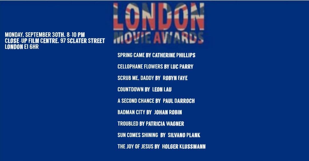 I wasn't able to attend the London Movie Awards screening this evening, where our short film "A Second Chance" was shown on the big screen following its recent 'Best Drama' win. However from what I can gather it went down pretty well with the London audience I'm delighted to hear