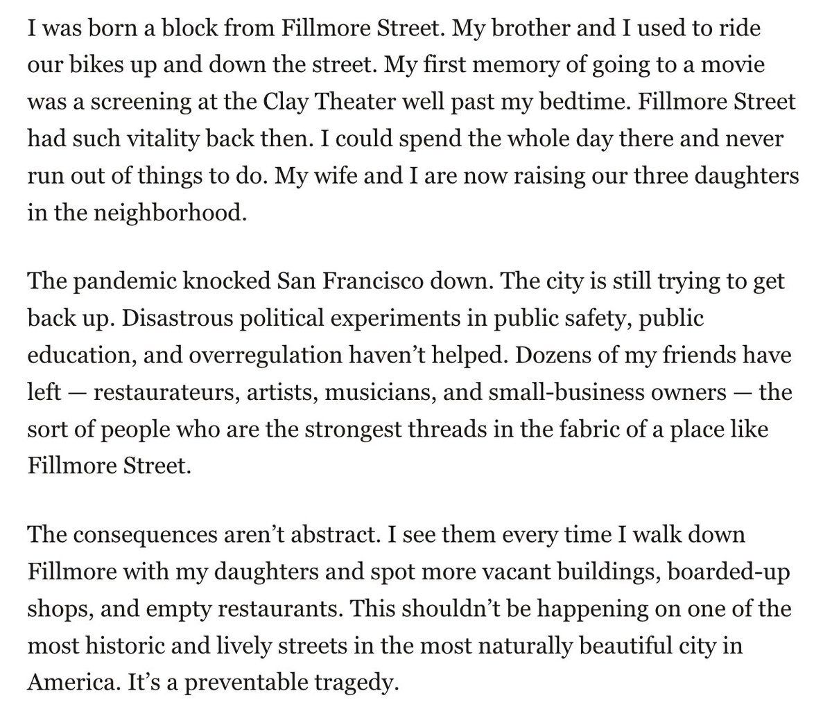 Legendary investor Neil Mehta of Green Oaks is revitalizing Fillmore Street, and it's an important effort. He's investing into the community, and that's what is really happening— a fully nonprofit effort meant to create the true San Francisco BOOM LOOP.

sfstandard.com/opinion/2024/0…