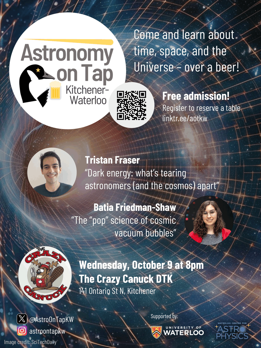Join us at AoTKW on October 9! We'll be hearing about dark energy and the cosmic vacuum, some of the spookiest, most mysterious topics in astronomy 🌌👻

Tickets available via Eventbrite, link in bio!