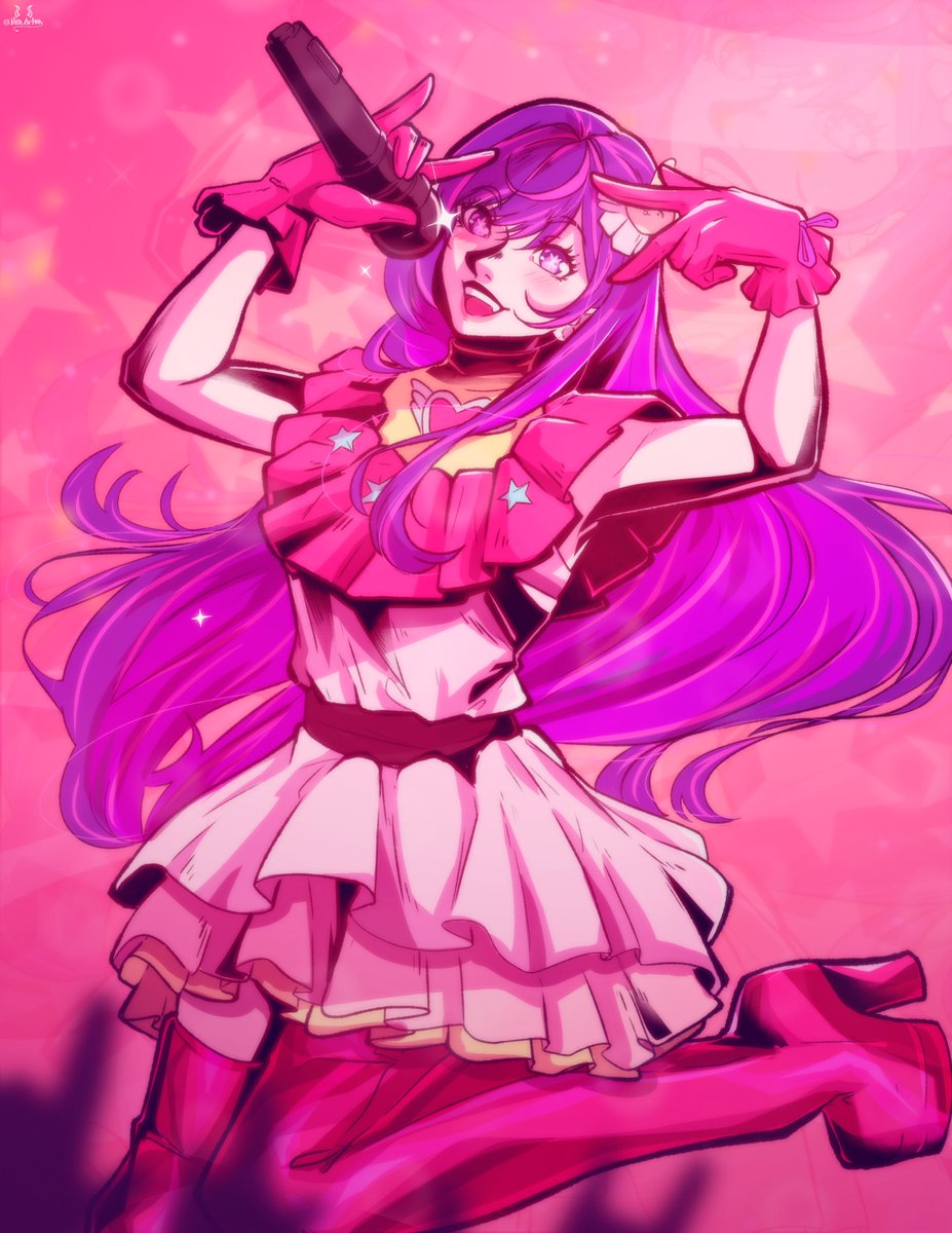 Nico_Artooo's tweet image. Did someone asked for an idol drawing? well, here it is, inspired by @blaze_howlett, she did an amazing cosplay and i totally had to draw her!

#oshinoko #roses #chii #punkrockgirl #boots #persona #pink_drive  #animegirl #idolgirl #oshinoko162 #AiHoshino