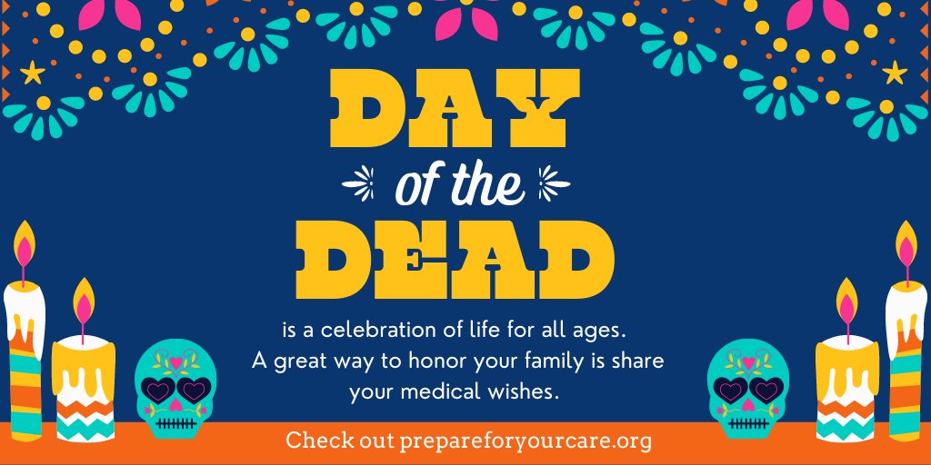 #DayOfTheDead is a celebration of life for all ages. A great way to honor your family is to share your medical wishes. Check out PREPAREforyourcare.org for resources for people, family, and caregivers 💀🌹 #caregivers