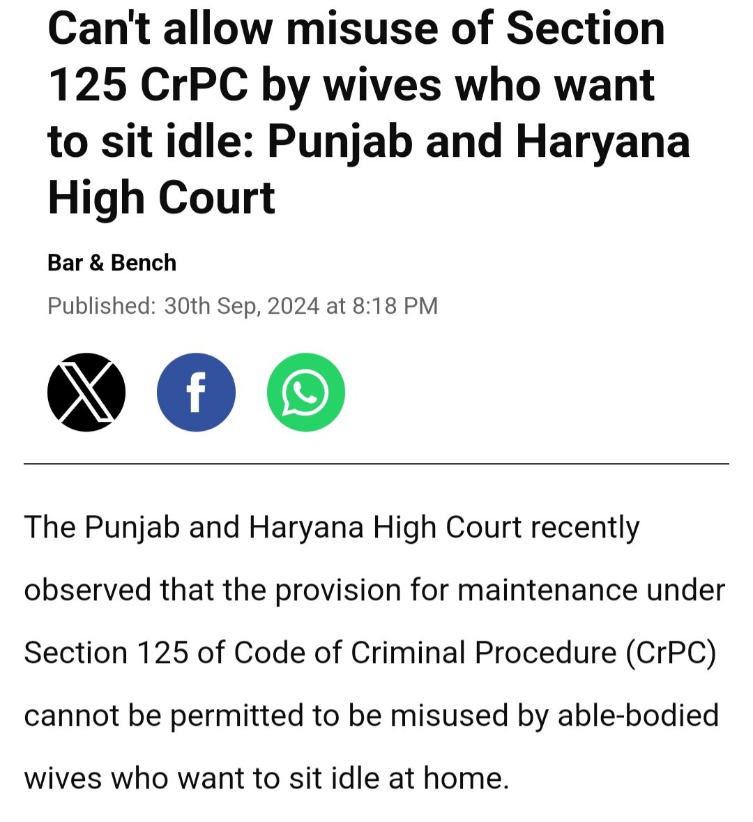 Pl attach these Judgement if u are facing an alimony case in a short marriage and ur ex-wife is extorting u.

barandbench.com/news/cant-allo…