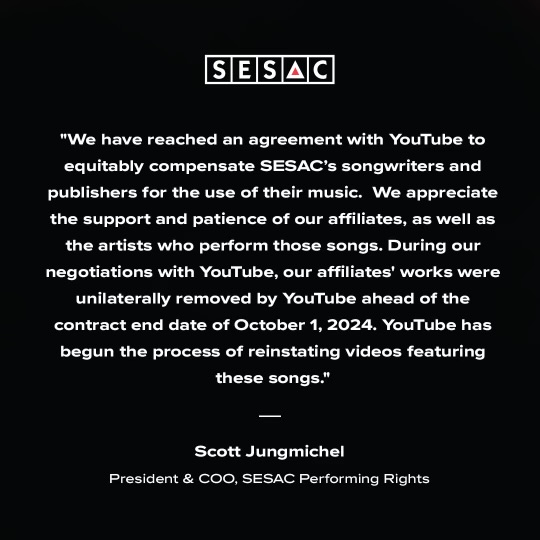 sesac's tweet photo. A statement from our President and COO, Scott Jungmichel https://t.co/yME7lTR5vQ