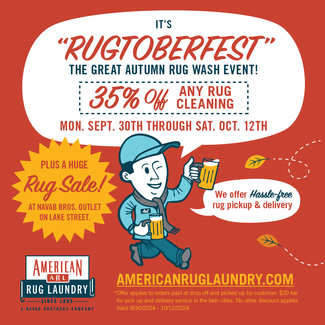 AmericanRug's tweet photo. Bring in autumn with a rug cleaning from American Rug Laundry! With our Rugtoberfest in full effect, get a rug cleaning from us for 35% off! For more information: https://t.co/D7yl5zskR0 https://t.co/SdXeDl8ntZ