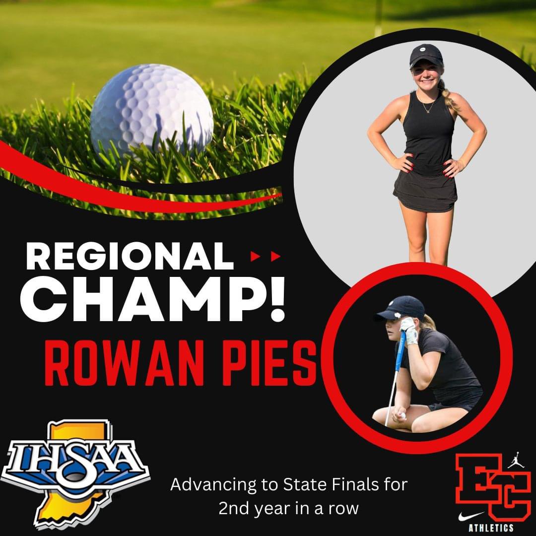 ECTrojanSports's tweet photo. 🚨🚨Attention🚨🚨
We have a Regional Champ!  Junior Rowan Pies won today's Girls Regional Golf by shooting a low round (-4) out of 90 competitors.  She will advance to this weekend's state championship (Friday &amp; Saturday). https://t.co/F27O7p6Ol1
