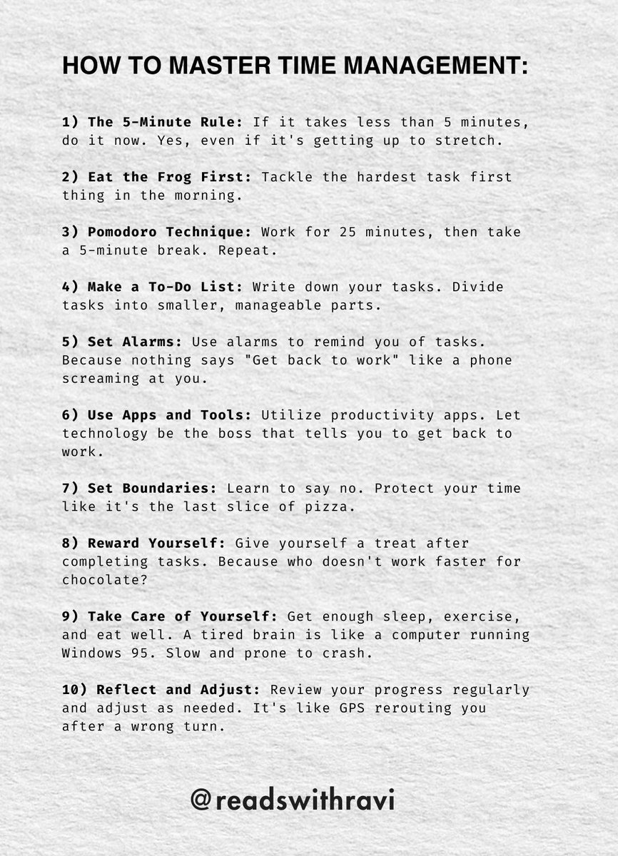 readswithravi's tweet image. Mastering Time Management ‼️