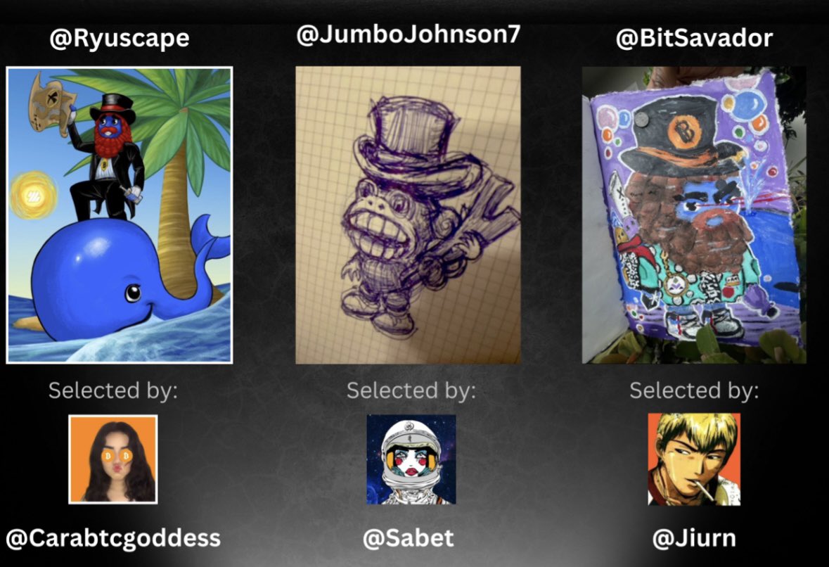 MiniWhales_ai's tweet image. 🎉  The results are in 🎉

Congratulations to the winners of “Make your Own Manny” contest 
@ryuscape 
@JumboJohnson7 
@BITSAVADOR 

The creativity was off the charts and we’re thrilled to share their masterpieces with you🐳

Thanks to the artists &amp;amp; judges who participated🫡