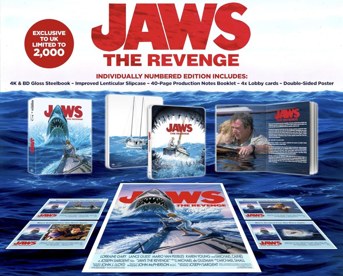 AdrianJOSmith's tweet photo. @themichaelcaine Wow! Apparently it has a “lenticular slipcase” and there are only 2,000 of them. Jaws 2 hasn’t even got this level of treatment! 😄 https://t.co/1yNUyA2FK1