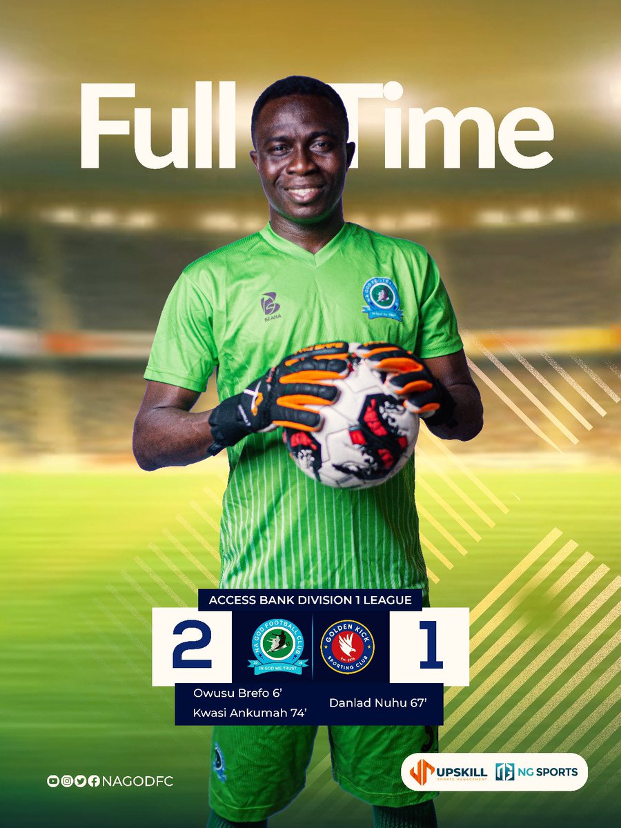 NAGODFC's tweet photo. #AccessBankDOLwk1 MATCHDAY ONE(1) RESULTS:
Na God FC 2 - 1 Golden Kick SC
#nagodfc๐๐ค๐ https://t.co/UIlVrGimbw