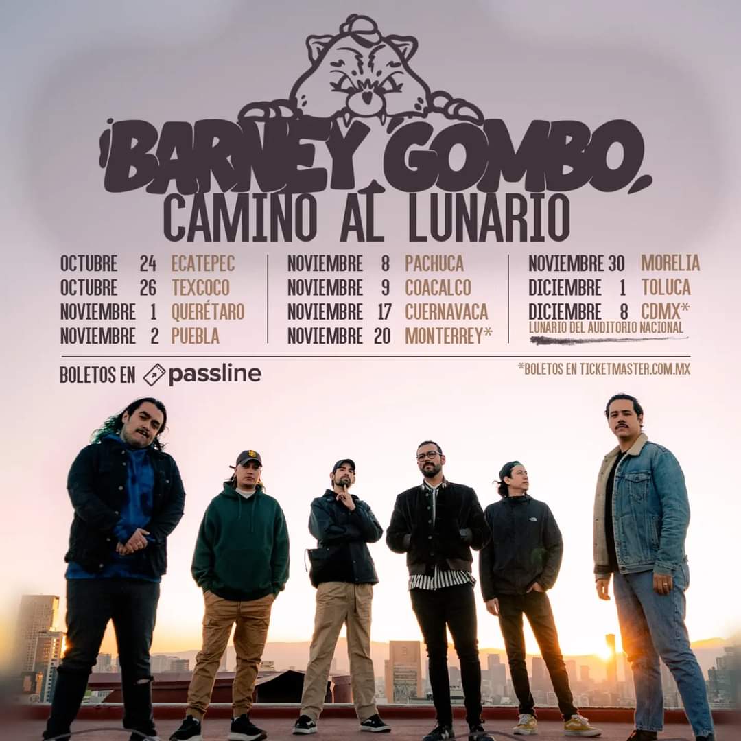Nuevas fechas agregadas al calendario Gombo, estamos listos para darle cran al alacran (y al show más importante de nuestra carrera).

¡Nos vemos en tu ciudad en este camino al Lunario de Barney Gombo!

Boletos acá. 👉🏻 linktr.ee/BarneyGomboBand