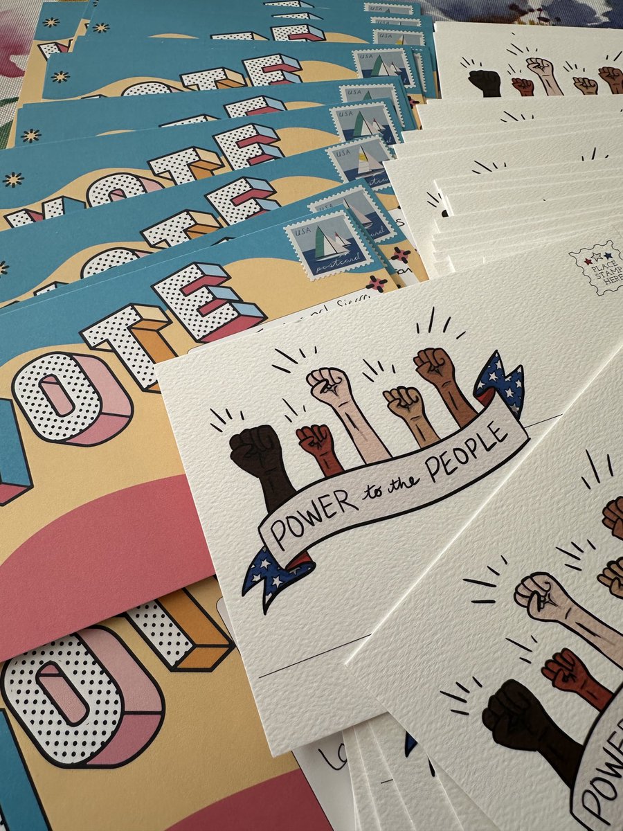 100 postcards going to PA and NV. Thanks to my friends who came to the postcard writing party and to ⁦<a href="/ActivateAmerica/">ActivateAmerica</a>⁩