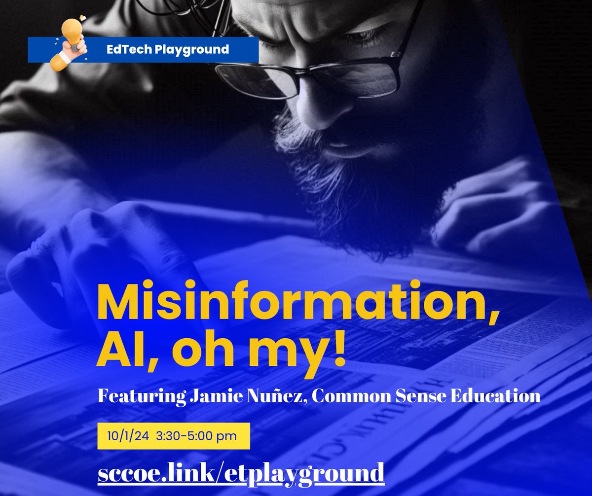 EdTech & Innovation Team, Santa Cruz COE (@edtech_trlblzrs) on Twitter photo Our team is so excited for tomorrow's #EdTechPlayground with Jamie from <a href="/CommonSenseEd/">Common Sense Education</a> - FREE for all interested educators! sccoe.link/teacherinnovat…
<a href="/edtechKohlbeck/">Sarah Kohlbeck</a> <a href="/edtechtawny/">Tawny Reinhardt</a> <a href="/AnupamaGupta16/">Anupama Gupta</a> <a href="/StephSumarna/">Stephanie Sumarna</a> Our team is so excited for tomorrow's #EdTechPlayground with Jamie from <a href="/CommonSenseEd/">Common Sense Education</a> - FREE for all interested educators! sccoe.link/teacherinnovat…
<a href="/edtechKohlbeck/">Sarah Kohlbeck</a> <a href="/edtechtawny/">Tawny Reinhardt</a> <a href="/AnupamaGupta16/">Anupama Gupta</a> <a href="/StephSumarna/">Stephanie Sumarna</a>