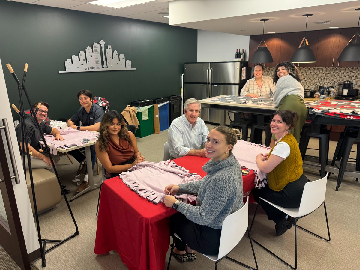 NAIPSP's tweet photo. In August, our team partnered with @SeattleHumane to support shelter pets! We made 20 blankets, enjoyed coffee &amp; bagels, and donated food &amp; funds. #NAIPSPeople https://t.co/fn9wVcG8Wi