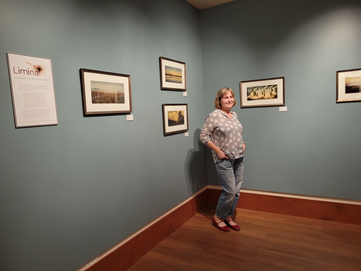 TheWittliff's tweet image. We are honored that photographer Cathy Spence stopped by for a visit! Her exhibit entitled "Liminal" is on display in our Spirit of Place gallery until July 2025. Cathy is pictured with curatorial intern Alex, who curated Spence's photographs. #TheWittliff #AlkekLibrary #TXST