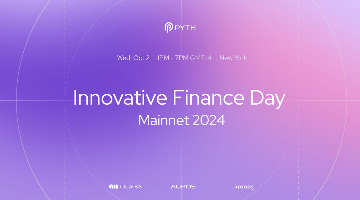 PythNetwork's tweet image. Who&apos;s going to Messari #Mainnet2024?

Come join Pyth Network at Innovative Finance Day. It will be unlike any other side event at Mainnet 2024.

📅 Wed, October 2nd, 2024, 13:00 - 19:00 ET