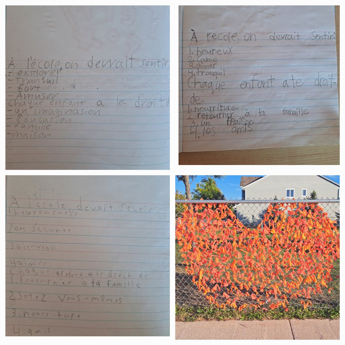 This morning, we continued our learning about Orange Shirt Day... We reflected on our LDSB land acknowledgment and came back to the 7 Grandfather's Teachings from last week. All of this helped us write about how we should feel at school and what rights all children deserve 🧡