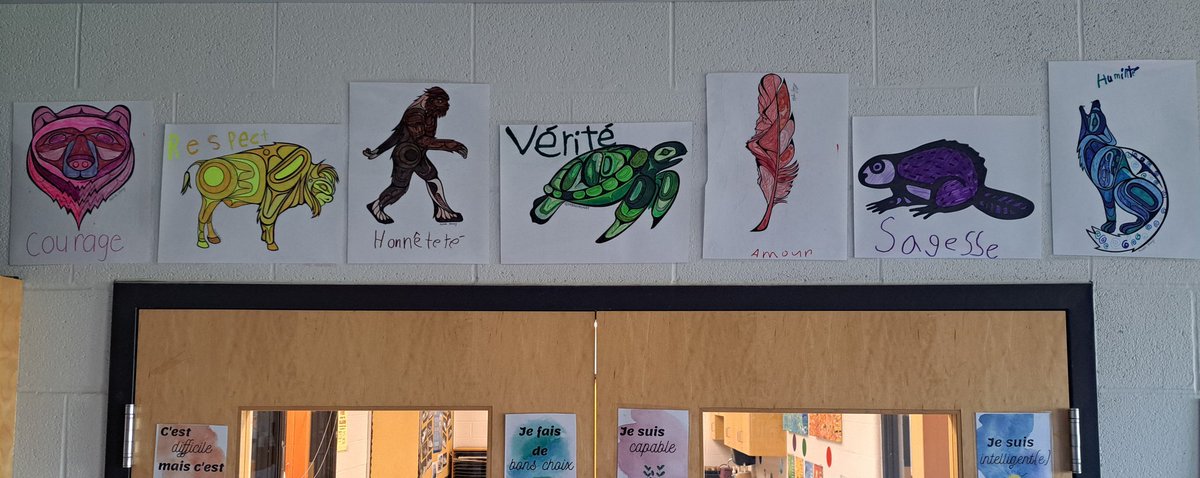 We ended our day co -creating these beautiful pieces to have up in our class. We will continue to use the Seven Grandfather Teachings as our set of class values. We will dig deeper in to each one monthly 🦅🦬🐺🐢🦫🐻