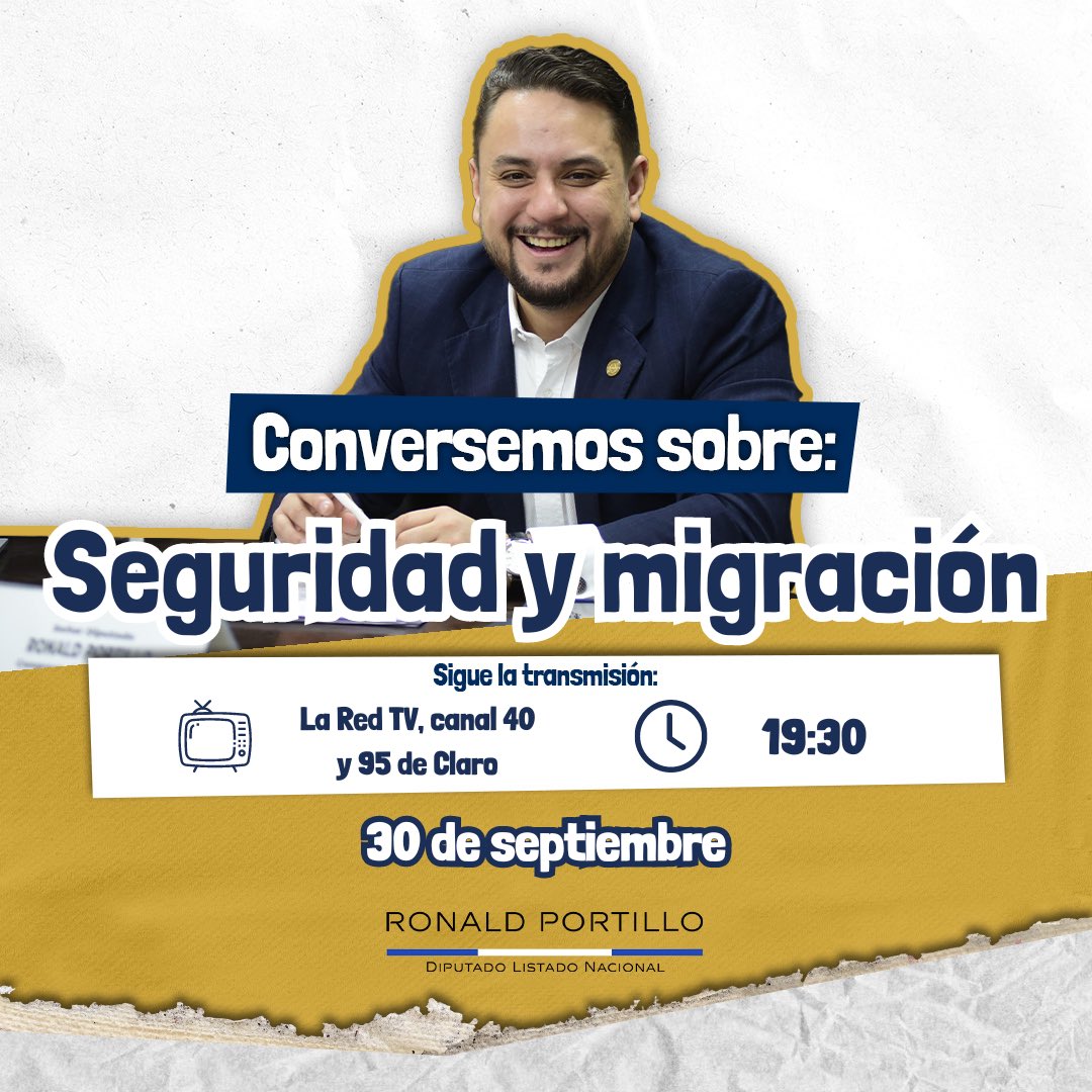 RonaldYPortillo's tweet photo. Hoy conversaremos sobre los temas “Seguridad y migración” #EnVivo por #LaRedTv canal 40 y 95 de claro, junto a @PAULBRIERE en el programa #SomosUno a partir de las 7:30 p.m.
¡No te lo pierdas!
#EstadoDeCalamidad https://t.co/U4hphLo53d