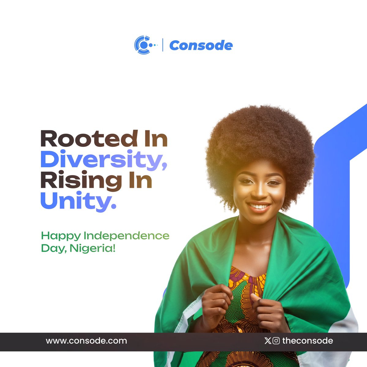 theconsode's tweet photo. 🇳🇬 Happy Independence Day, Nigeria! 

Today, we celebrate 64 years of strength, resilience, and unity. From the heart of our culture to the power of our people, Nigeria continues to shine brightly on the global stage.

#newmonth #consode #independenceday #nigeria #nigeria@64 https://t.co/sQGpvoHoz5