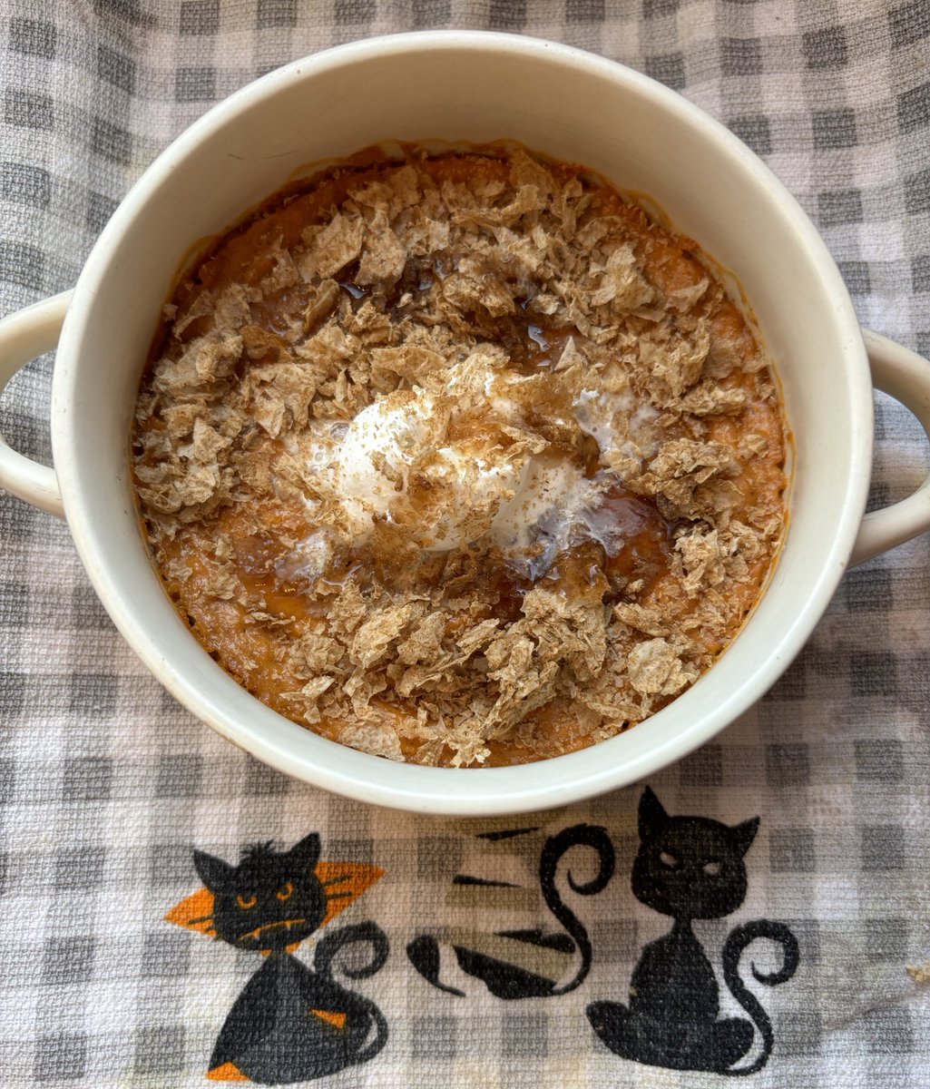 wieiad 🎃 sept. 30th 🕯️

breakfast: apple pie porridge
lunch: hot chocolate w mini marshmallows
dinner: tomato soup and grilled cheese 
dessert: single serve pumpkin pie crumble 

693 cals total

cal breakdown/ meal info in alt