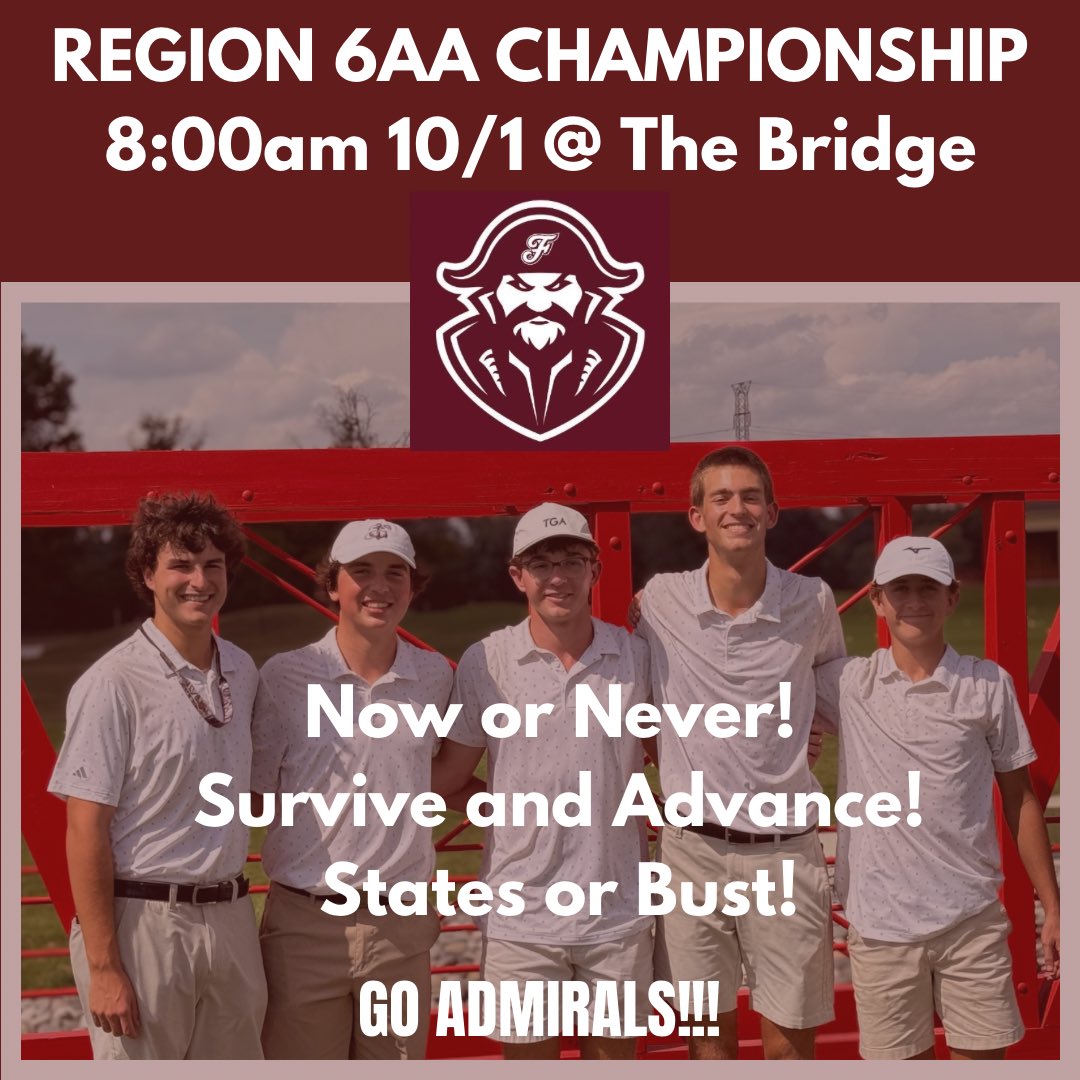 FHSAdmiralsGolf (@fhsadmiralsgolf) on Twitter photo The task is clear for the Admirals Boys Golfers … win or go home! Good luck Tuesday at Regions!! <a href="/wcsFHSsports/">Franklin Admirals Athletics</a> The task is clear for the Admirals Boys Golfers … win or go home! Good luck Tuesday at Regions!! <a href="/wcsFHSsports/">Franklin Admirals Athletics</a>