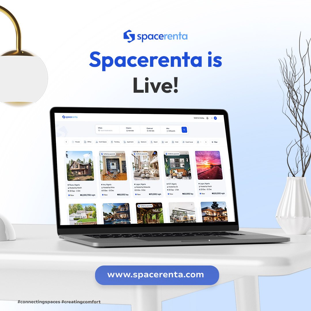 spacerenta's tweet photo. The wait is over! ๐
Spacerenta is now officially live. Whether you're looking to list your property or find your perfect space, the future of renting in Nigeria starts here.
Visit https://t.co/mjax8bI8aZ
#CreatingComfort #ConnectingSpaces #Spacerenta https://t.co/H9vPkxm0rh