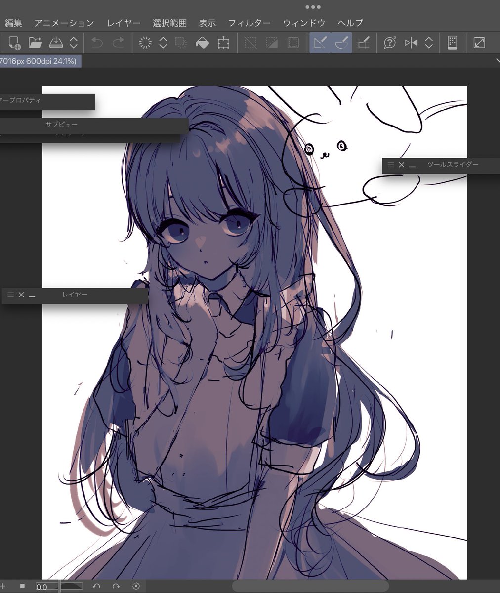 最近少しずつ余裕が出てきたので絵描くか〜！と思って古い下書き開いたけど右上の目ギンギンうさぎをどういう意図で描いたのか全く思い出せない