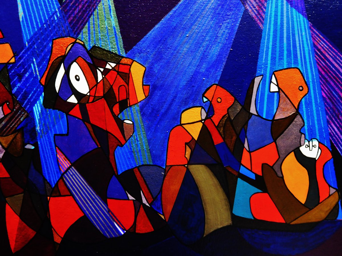 pancho_saenz's tweet photo. Five figures follow up #panchosaenz #artist #artistresearcher #acrylicpainting #perspective #arslongavitabrevis #art https://t.co/CCos3zSLuQ
