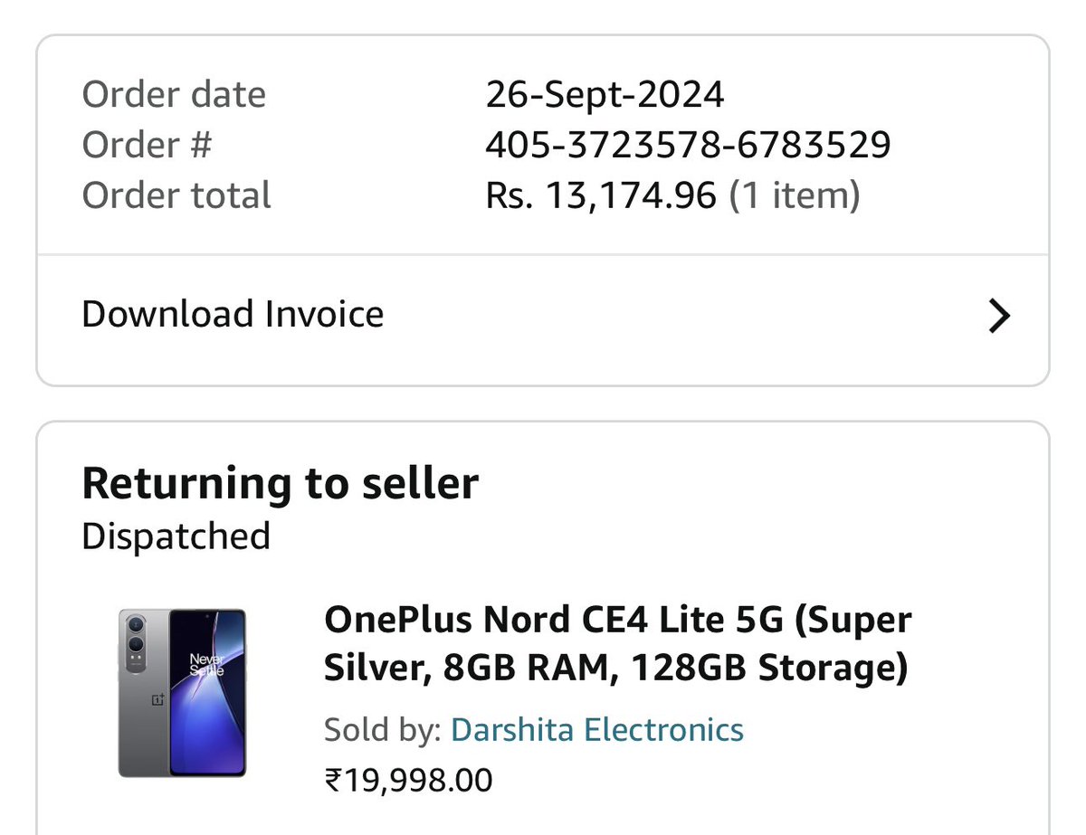 Mou9474's tweet photo. @amazonIN @amazonIN Horrible experienced from amazon.I placed this order on 26th and 1 free headphone was supposed to deliver.but due to some reason my order got cancelled but free item got delivered separately and amazon charged rupees 1303 for it. https://t.co/QYdeIYeCLw