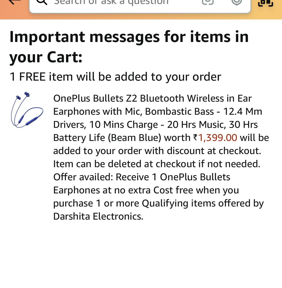 Mou9474's tweet photo. @amazonIN @amazonIN Horrible experienced from amazon.I placed this order on 26th and 1 free headphone was supposed to deliver.but due to some reason my order got cancelled but free item got delivered separately and amazon charged rupees 1303 for it. https://t.co/QYdeIYeCLw
