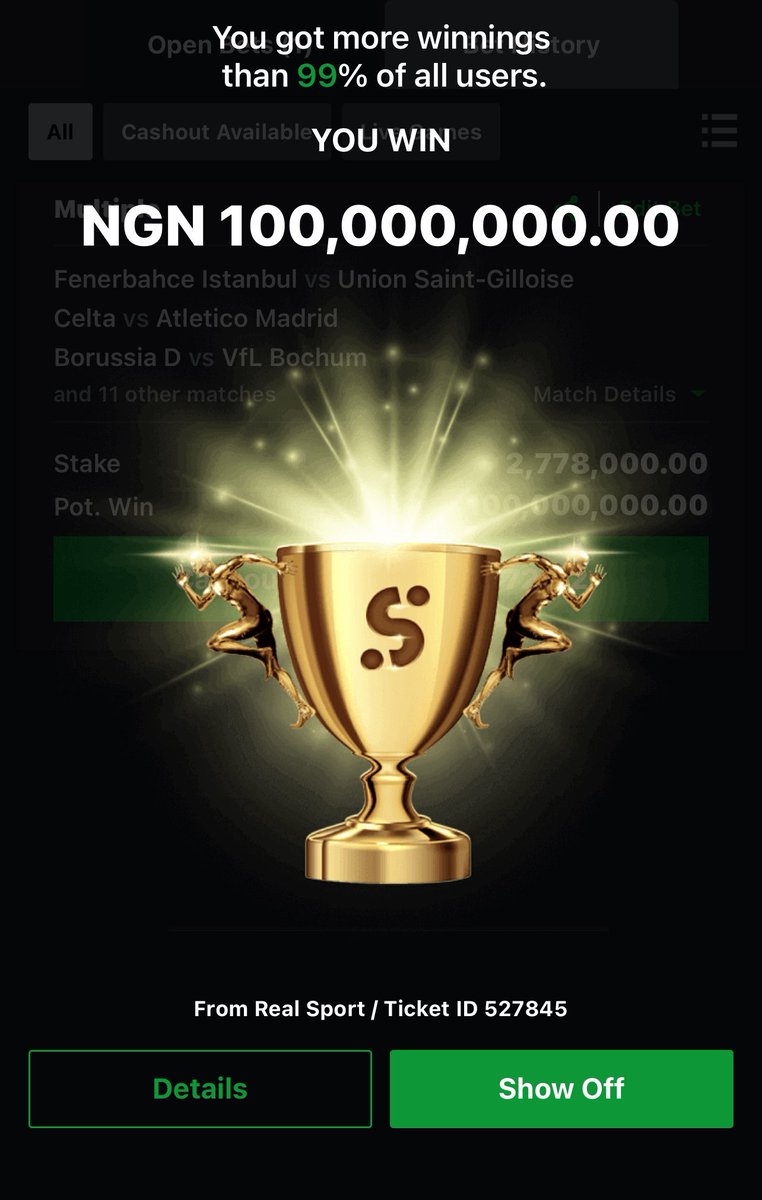 Boochi_dgreat's tweet image. 100M naira max payout from sportybet is your portion this month💰

Claim it and Retweet 🫶