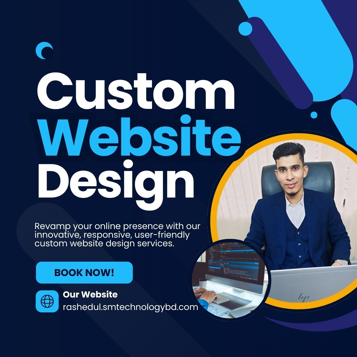 rashedwebdevseo's tweet image. 🌐Custom Website Design: Elevate Your Business to the Next Level ✨
#CustomWebsiteDesign #WebDevelopment #BusinessGrowth #WebsiteDesign #WebDesigner #CustomDesign #OnlineBusiness #DigitalMarketing #SEO #Branding #ModernDesign #ResponsiveDesign #UXUI #ProfessionalWebsite