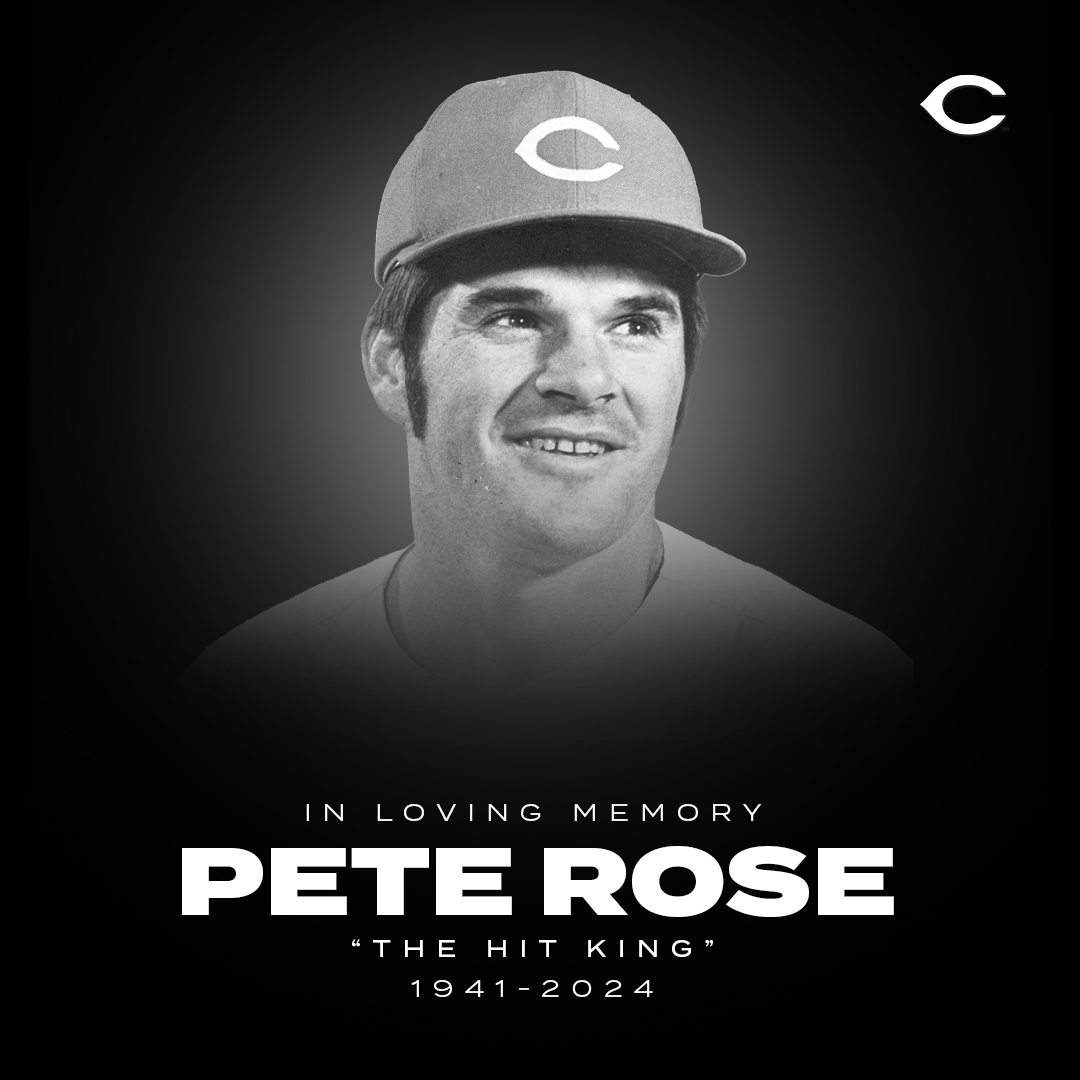 The Reds are heartbroken to learn of the passing of baseball legend Pete Rose.