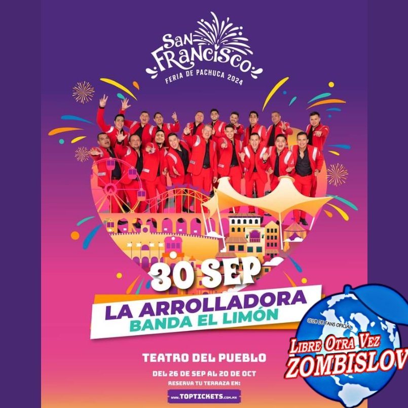 🔊 HOY LUNES 3⃣0⃣ DE SEPTIEMBRE 
 La  A R R O L L A D O R A
Banda El Limón de Don René Camacho 🕺🏻💚🍋 se presenta en:v

 ▪️PACHUCA, HIDALGO. 🇲🇽📍🌏  

Presentando el Tour:

♦️"AQUÍ HAY PARA LLEVAR " 🕺🏻 🎶 

#Arrolladora 🤤🕺🏻❤️ 
#ZombisLOV 🍋 💚 
#SomosArrollaFans ✋🏻🍋