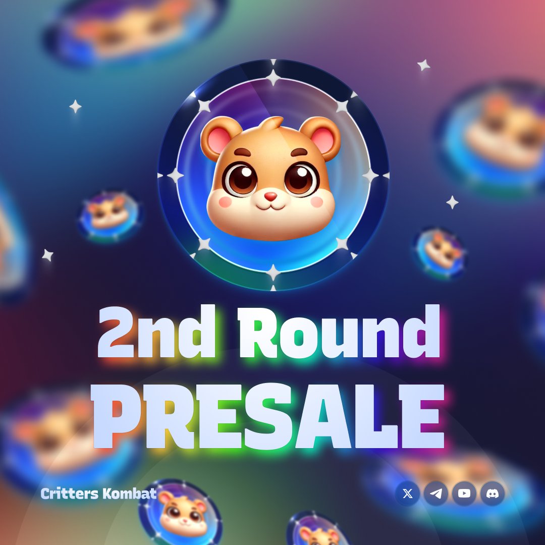 🚀 The 2nd Round of the Critters Kombat Presale is LIVE! 🚀

Don't miss your chance to grab $CBT tokens at $0.02 before prices increase again! 💰 

This round won’t last long, so act fast and secure your spot in the next phase of Critters Kombat. 🎮

💡 Why join now?

•
