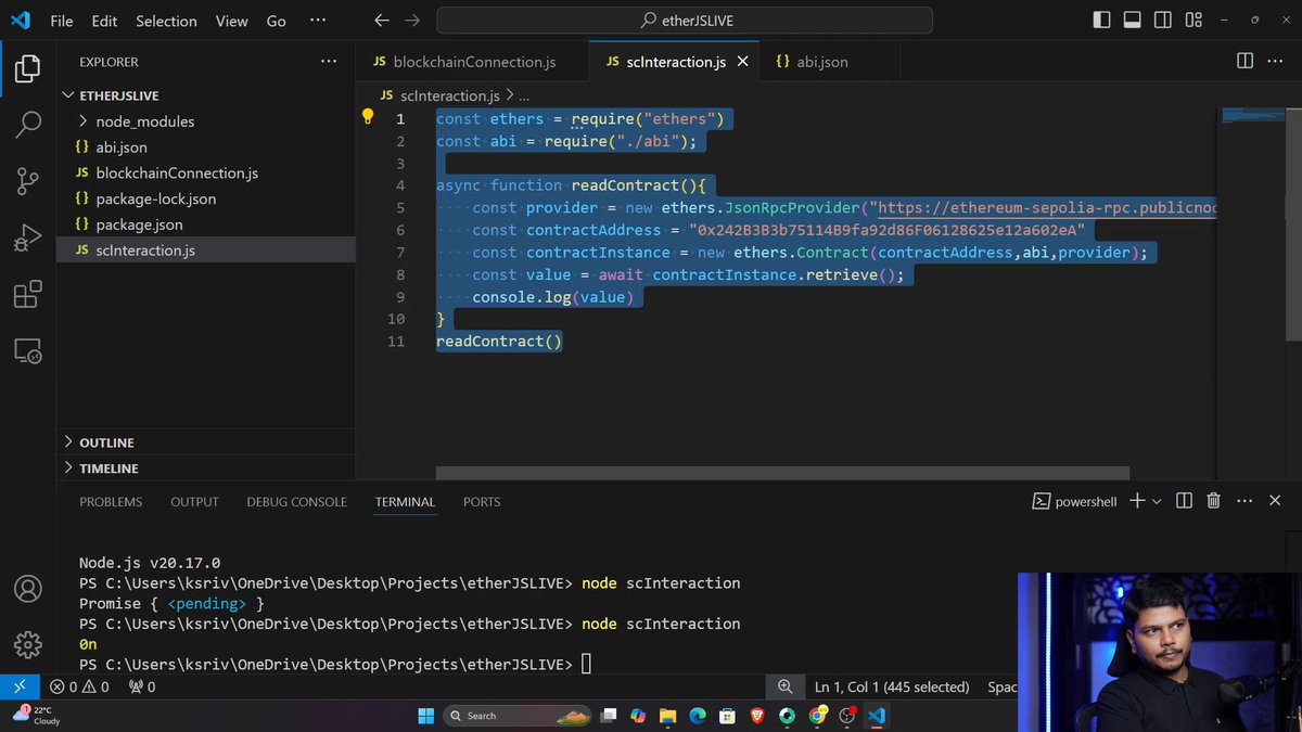 rajssingh001's tweet image. Dove into JavaScript & ethers.js
Variables: Storing data
Data Types: Strings, numbers, booleans
Async/Sync: Managing tasks
Promises: Handling async operations & much more
Excited to apply this knowledge in blockchain development! 🚀 #JavaScript #EthersJS #Blockchain #Learning