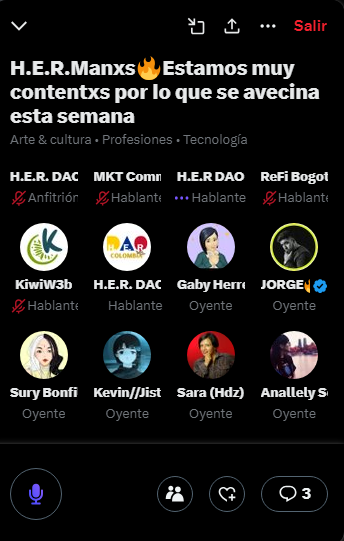 GspaHerr's tweet photo. Me emociona escuchar a nuevas comunidades y como todas concuerdan con sus objetivos qué es atraer a más personas a la Web3.
@HerDaoMexico @RefiBogota @HERDAOPeru  @KiwiW3b3 @herdaocolombia https://t.co/QkCqBK53fZ